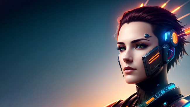 Обои картинки фото фэнтези, роботы,  киборги,  механизмы, нейросети, графика, нейроарт, ai, art, нейронные, сети, рисунки, нейро, искусство, девушка, киборг