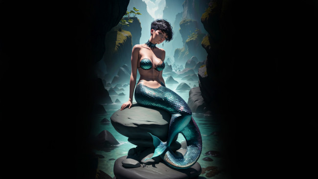 Обои картинки фото фэнтези, русалки, нейросети, графика, нейроарт, ai, art, нейронные, сети, рисунки, нейро, искусство