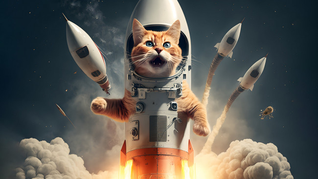 Обои картинки фото фэнтези, существа, нейросети, графика, нейроарт, ai, art, нейронные, сети, рисунки, нейро, искусство, кот, космонавт