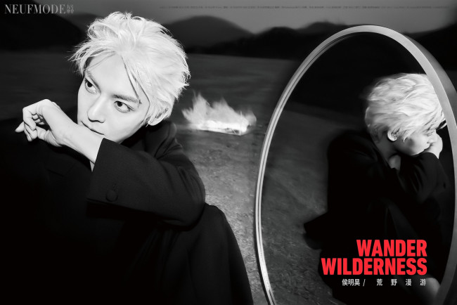 Обои картинки фото мужчины, hou ming hao, блондин, пиджак, зеркало