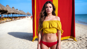 Картинка девушки -+брюнетки +шатенки шатенка топ трусики пляж море