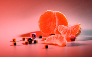 обоя еда, цитрусы, мандарин, дольки, бусины