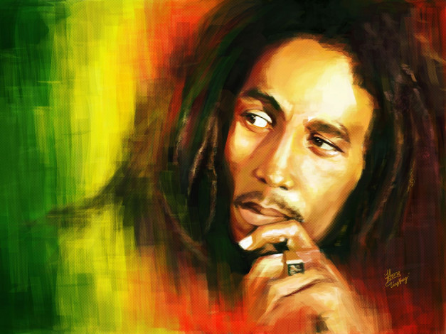 Обои картинки фото bob, marley, рисованные, люди