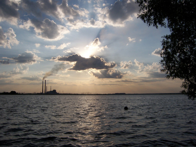 Обои картинки фото вечер, природа, реки, озера, закат