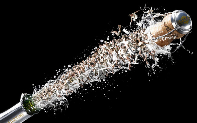 Обои картинки фото бренды, martini, пробка, пена, бутылка, веселье, люди