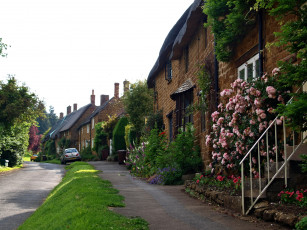 Картинка великобритания оксфордшир рокстон города улицы площади набережные дома улица цветы