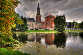 Картинка германия киль города улицы площади набережные дома пруд машины