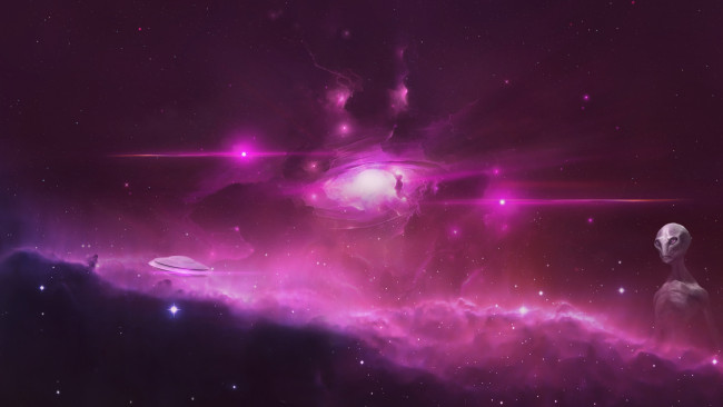 Обои картинки фото космос, арт, туманность, гуманоид