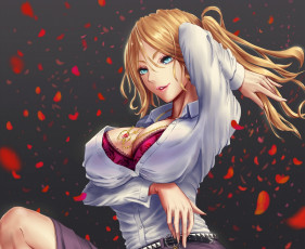 Картинка аниме *unknown+ другое лепестки zgwg art кулон грудь улыбка девушка