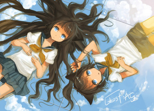 Картинка аниме -animals+&+creatures форма ушки ghostas девушки школьницы арт