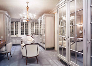 Картинка интерьер -+другое шкафы гардеробная люстра свет жалюзи окно кресла стол зеркала