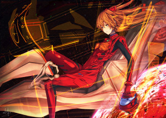 Картинка by+marumoru аниме evangelion костюм машина пилот воин девушка soryu asuka langley меха рыжая шлем