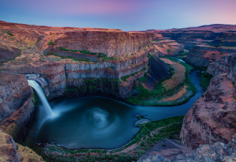 Картинка природа водопады водопад каньон река закат washington usa palouse falls state park