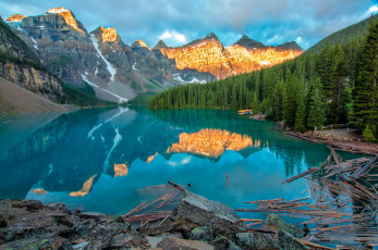 Картинка озеро+морейн+канада природа реки озера moraine alberta park горы banff lake озеро canada