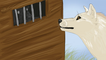 Картинка рисованные животные +собаки пасть