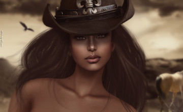 Картинка 3д+графика портрет+ portraits шляпа