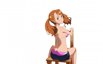 Картинка аниме *unknown+ другое белый фон минимализм anjou naruko бикини шорты попа