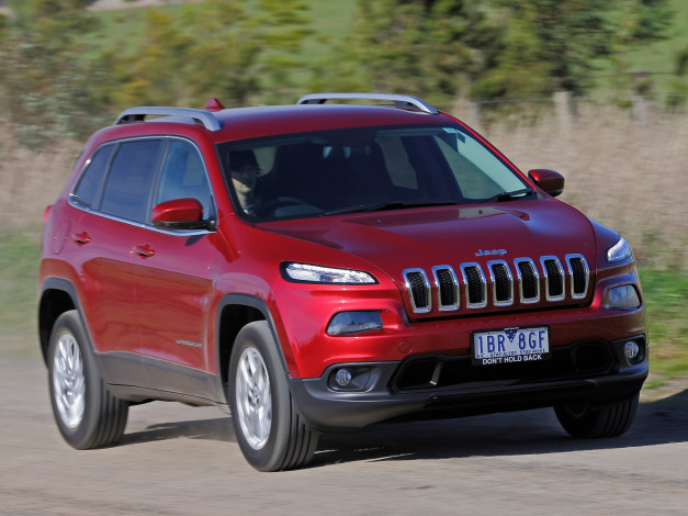 Обои картинки фото автомобили, jeep, красный, 2014г, kl, au-spec, longitude, cherokee