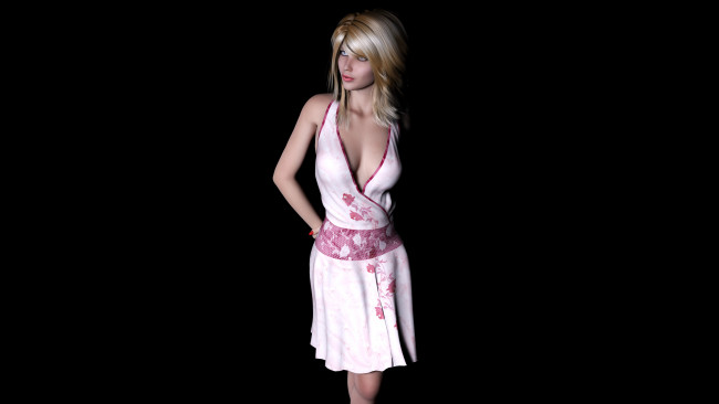 Обои картинки фото 3д графика, люди , people, взгляд, блондинка, девушка