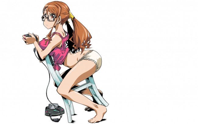 Обои картинки фото аниме, anohana, белый, фон, минимализм, бикини, попа, шорты, anjou, naruko