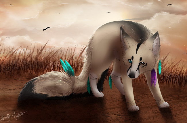 Обои картинки фото рисованные, животные,  сказочные,  мифические, лиса