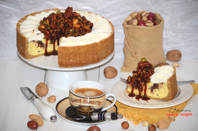 Обои картинки фото еда, торты, орехи, кофе