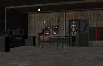 Картинка 3д+графика фантазия+ fantasy фон взгляд девушка стул стол