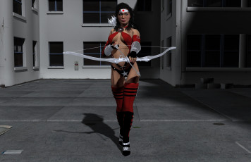 Картинка 3д+графика фантазия+ fantasy супермен фон взгляд девушка лук