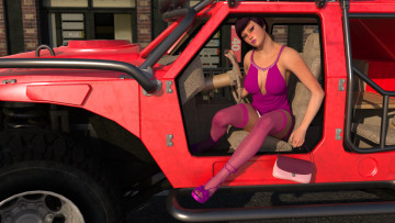 Картинка автомобили 3d+car&girl автомобиль фон взгляд девушка