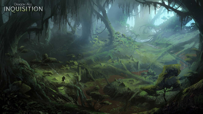 Обои картинки фото dragon age iii,  inquisition, видео игры, воин, лес, река