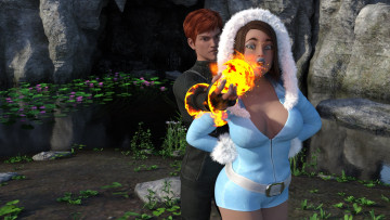 Картинка 3д+графика фантазия+ fantasy взгляд девушка магия парень фон