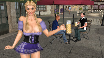 Картинка 3д+графика люди+ people девушка улыбка пиво фон взгляд