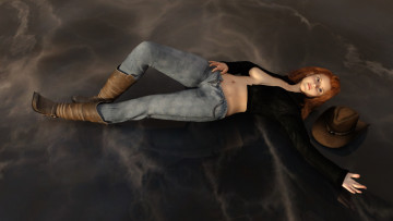 Картинка 3д+графика люди+ people девушка взгляд фон