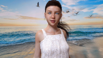 Картинка 3д+графика люди+ people девушка взгляд фон