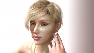 Картинка 3д+графика портрет+ portraits взгляд девушка фон