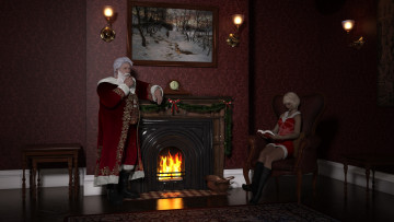 Картинка 3д+графика праздники+ holidays девушка взгляд фон