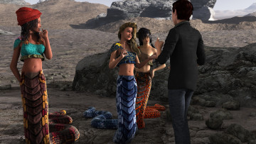 Картинка 3д+графика существа+ creatures naga фон взгляд девушки