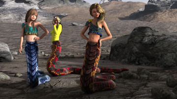 Картинка 3д+графика существа+ creatures взгляд девушки naga фон