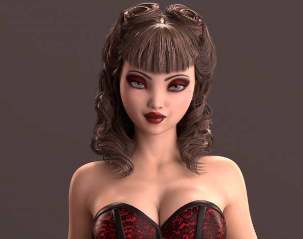 Обои картинки фото 3д графика, люди , people, девушка, взгляд, фон