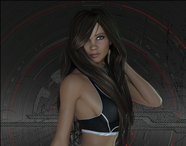 Обои картинки фото 3д графика, люди , people, девушка, взгляд, фон