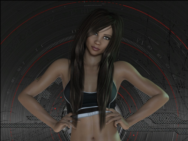 Обои картинки фото 3д графика, люди , people, девушка, взгляд, фон