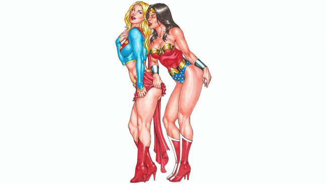 Обои картинки фото рисованное, комиксы, фон, унмиформа, взгляд, девушки