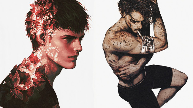 Обои картинки фото рисованное, люди, парень