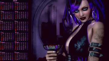 Картинка календари фэнтези 2019 calendar взгляд тату серьги девушка