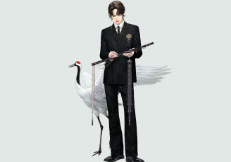 Картинка рисованное люди ван ибо флейта журавль