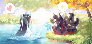 Картинка аниме mo+dao+zu+shi лань ванцзи вэй усянь дракон лис хвосты