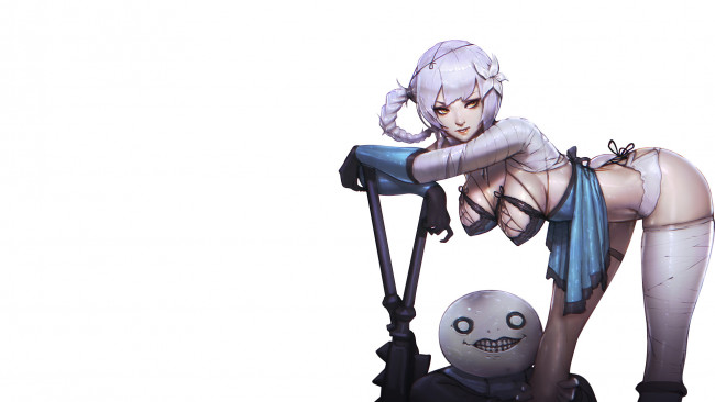 Обои картинки фото видео игры, nier,  replicant, кайне, эмиль, оружие