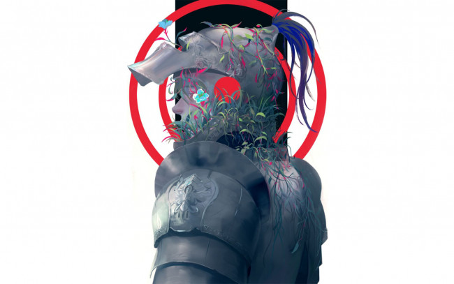 Обои картинки фото фэнтези, люди, рыцарь, цветы