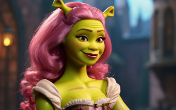 Картинка рисованное кино +мультфильмы нейросети графика нейроарт ai art нейронные сети рисунки нейро искусство шрекообразная барби