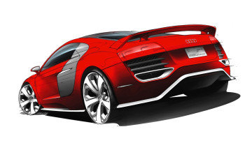 Картинка рисованное авто мото ауди красный машина